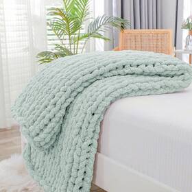 Bckb-4060-pb Bigacogo Chunky Knit Throw Blanket For Couch 40x60 Inches 100% Hand Knitted With Thi