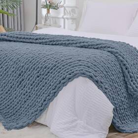Bckb-5163-cs Bigacogo Chunky Knit Throw Blanket For Couch 51x63 Inches 100% Hand Knitted