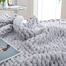 Bckb-5163-lg Bigacogo Chunky Knit Blanket Throw 51x63 100% Hand Knitted Chenille Blank