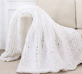 Bckb-8090-lg Bigacogo Chunky Knit Blanket Throw 80 Inch X90 For Queen King Bed 100% Hand