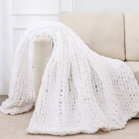 Bckb-8090-wh Bigacogo Chunky Knit Throw Blanket For Couch 80x90 Inches 100 Hand Knitted