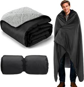 Bigmeta 711181150315 Waterproof Outdoor Stadium Blanket With Sherpa Lining-washable Windproof Warm Fo