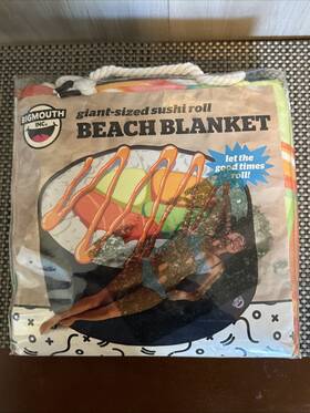 Bigmouth 817742023750 New Giant Sized Sushi Roll Beach Blanket Pool Towel 59x64 Free Ship-h3