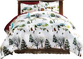 Bits And Pieces 192949044204 - Christmas Village King Duvet Bedding Set Multicolored