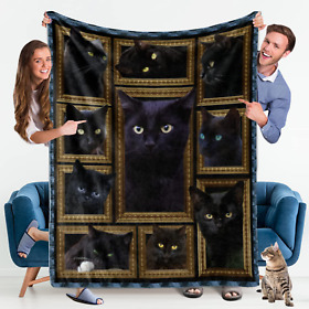 Black Cat Throw Blanket For Couch Super Comfy Soft Warm And Decorative F