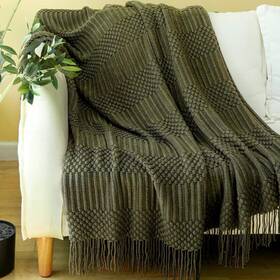 B0bx2h1rdw Blagic Dark Green Knitted Throw Blanket For Couch Bed Sofa Super Soft Tassels 60