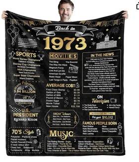 Blamezi 770651599139 50th Birthday Blanket Gift For Women Or Men 50 Years Old 1973 Anniversary
