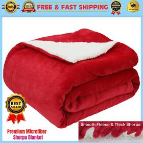 M4xeb130rd Blanket Red Sherpa Fleece Throw Soft Cozy 50 Inch X 60