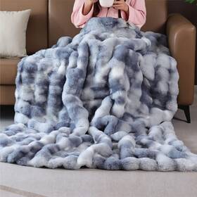 B0f4kfx4v8 Blanketsolution Tie-dye Blue Faux Fur Throw Blanket For Couch Double-sided