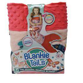 Blankie Tails Original Mermaid Blanket Pink Butterflies