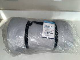 Bliss 885627009526 Bedding Sherpa Throw Gray 50 Inch X 60 - New 100% Polyester