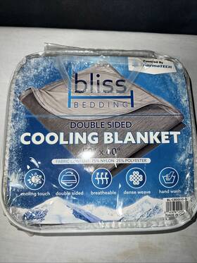 Bliss Bedding 041979210731 Double Sided Cooling Blanket 50 Inch X60 Gray Brand New