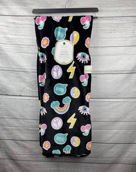 Rn-49304 Blooming Meridian Plush Throw Blanket 50x70 Black Multicolor Novelty