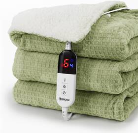Blunique 744759838353 Heated Blanket Electric Throw Waffle 50x60 Inches Sherpa Fleece Fast Heating Bl