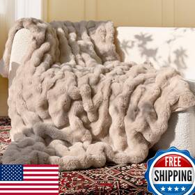 B0drcjrrdb Blunique Faux Fur Throw Blanket 50x60 Light Brown Plush Cozy And Thick