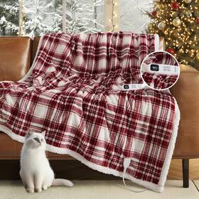 B0fc6k8fm6 Blunique 50 Inch X60 Heated Electric Throw Blanket Red Plaid 10 Heat 10h Auto-off