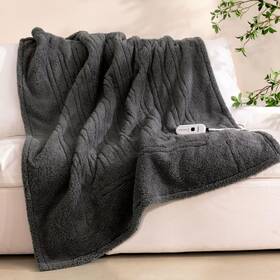 Bsca010124twpgy Blunique Electric Blanket Heated Throw Soft Double Sherpa Super Cozy With 6 Fast Heati