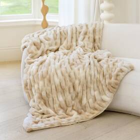 P230601ebclth Blunique Ultra Soft Faux Rabbit Fur Throw Blanket Cozy Fuzzy For Couch Bed P