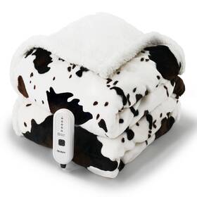 Rex14-03 Blunique Cow Print Heated Throw Blanket Electric Blanket-heating Thro