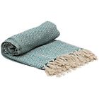 Bm123961 Benzara Soft Knitted Cotton Throw Blanket With Tassels 842822124621
