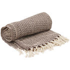Bm123962 Benzara Soft Knitted Cotton Throw Blanket With Tassels 842822124638