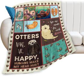 Bogosip 794856996780 Sea Otter Decor Throw Blanket - Warm Soft Plush Lightweight Fleece Flannel Ot