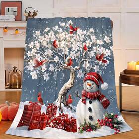 Bogosip 891636999167 Snowman Blanket Cardinals Winter Snow Decor Throw Super Soft Flannel
