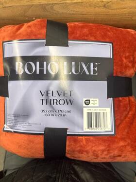 Boho Luxe 783048246707 Velvet Throw 60 X 70 Red
