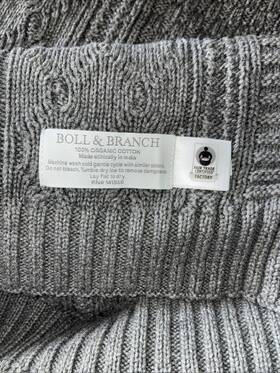 Boll & Branch 840103726199 And Aran Knit King Bed Blanket Light Gray Holidays