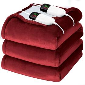 Bomova 732262972411 Heated Electric Blanket Queen Size - 84 Inch X 90 Heating With Dual Control