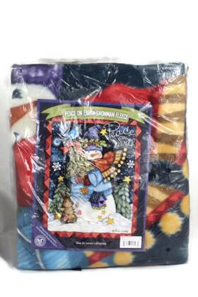 Books Are Fun 842583025984 Peace On Earth Snowman Fleece Throw Blanket Multicolor 51 X 64