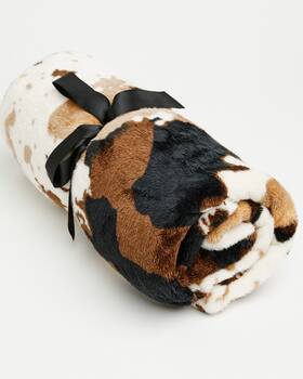 Bbafa25tx1-bn Boot Barn Highbluff Cow Print Fleece Blanket -