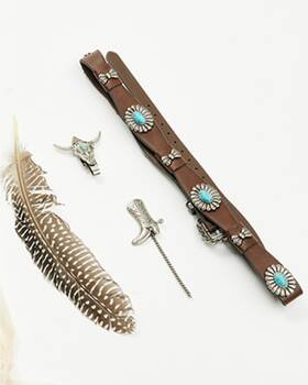 Bbaho24mh2-bn Boot Barn Concho Western Hat Accessory Set -