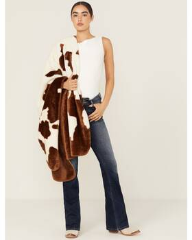 Bbaho24tx2-bn Boot Barn Cow Print Fleece Blanket -