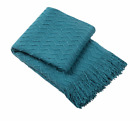 Bori-new-knittedthrow-teal Bourina Throw Blanket Textured
