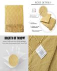Bori-new-knittedthrow-yellow Bourina Throw Blanket Textured Solid Soft Sofa Couch Decorative Knitted