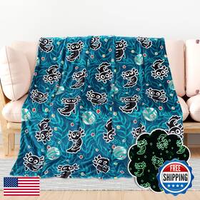 B0d41h77y3 Bororo Twin Size Axolotl Throw Blanket For Bed Couch - Glow In The Dark