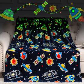 Ygt003 Boulou Glow In The Dark Galaxy Space Blanket Gifts For Boys Girls Star Planet And So