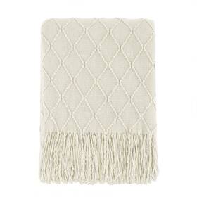 Bourina 607885669935 Throw Blanket Knitted Textured Solid Soft Sofa Couch Cover Decorative K
