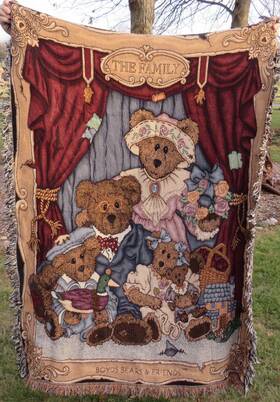 Boyds 725734242921 Bears And Friends Tapestry Throw Blanket 51 Inch X 68 - The Family 20th Annivers