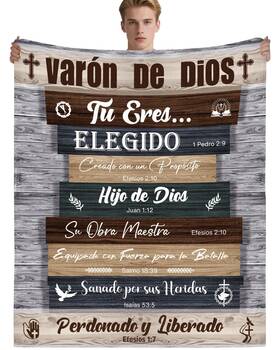Donb0800814 Bozidol Christian Gifts For Men 50 Inch X60 Spanish Throw Blanket With Bible V
