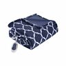 Br54-0541 Beautyrest Heated Ogee Oversized Electric Throw Blanket Indigo Hr Auto