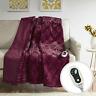 Br54-0820 Beautyrest Brushed Long Fur Electric Throw Blanket Ogee Burgundy