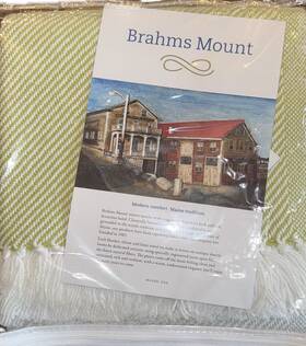 Brahms Mount 652570017218 New Nwt Allagash Maine Usa Diagonal Stripe Surf Throw Green White
