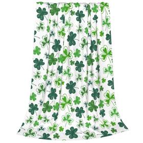 Branded 734038535912 Happy St. Patricks Day Green Clovers Flannel Blanket Shamrocks Ireland Lucky