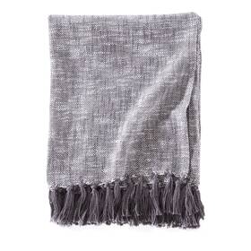 Brielle Home 807000278084 Pompana Cotton Throw Blanket Grey 50x60