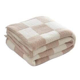 Brnabiou 769261470655 New Soft Cozy Checkered Knitted Throw Blanket Fluffy Microfiber Checkerboard Bed