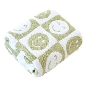 Brnabiou 769261470761 Ultra Soft Cozy Happy Smiling Face Checkered Knitted Throw Blanket Fluffy Mic