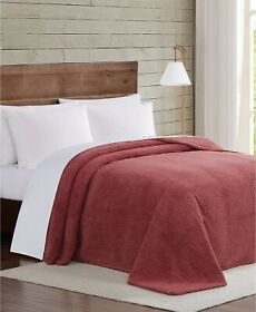J06033 Brooklyn Loom Full Queen Blanket Marshmallow Sherpa Dusty Rose