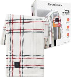 2g04320pbr Brookstone Cozy Heated Plush Throw Heat 4 Settings Built In Controller